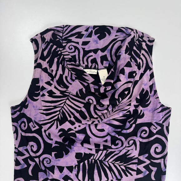 Vintage 90’s Y2K Abstract Floral Retro Cowl Neck Top Sz Small Goth Grunge Whimsy - Picture 5 of 10